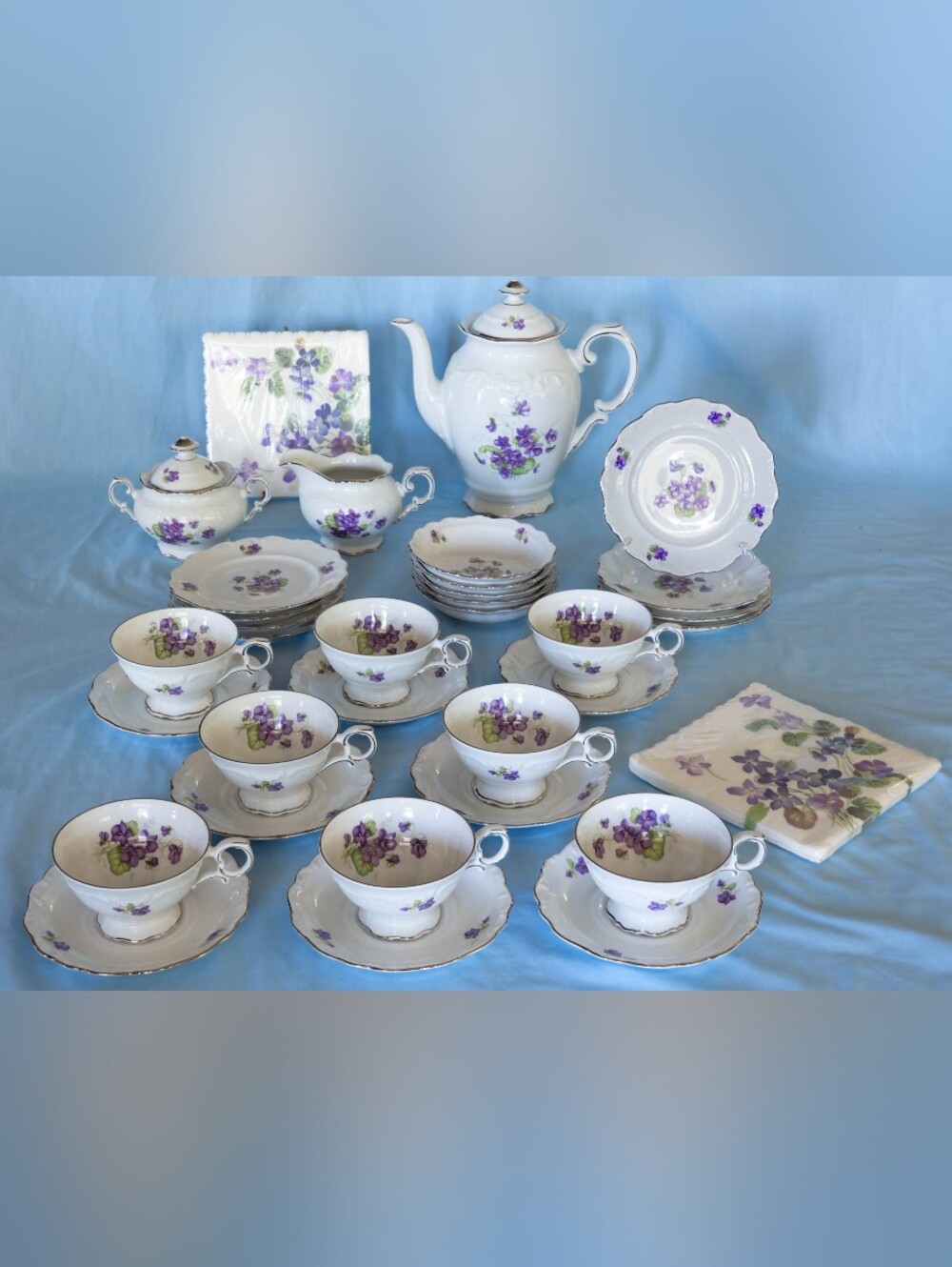 Bavaria Schumann Arzberg "Violette" Golden Crown E&R Coffeeset.Germany!